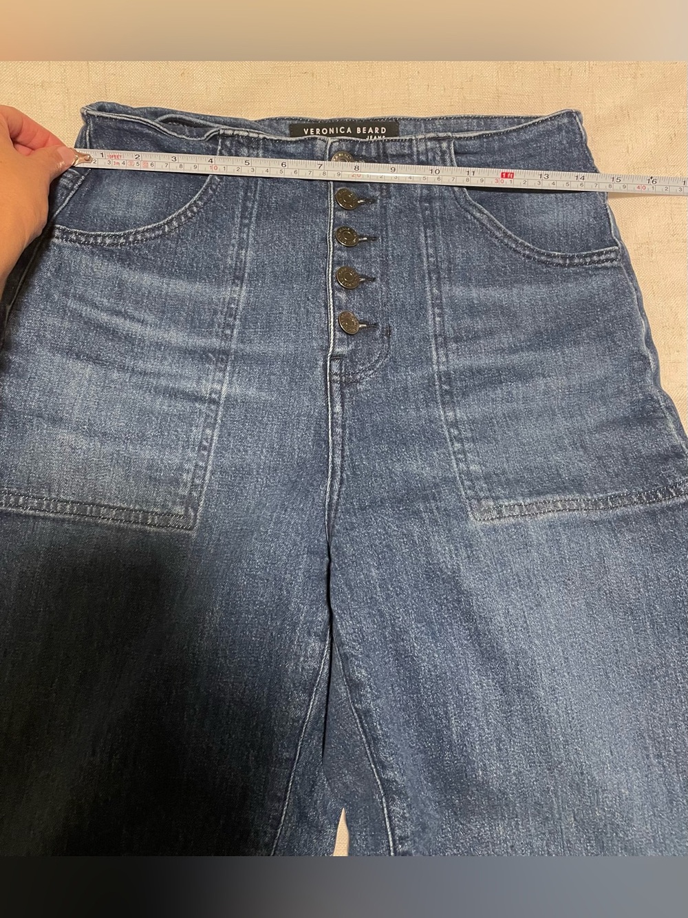 Veronica Beard Crosbie Crop Wide Leg High Rise Button Fly Jeans 28 - Picture 6 of 11
